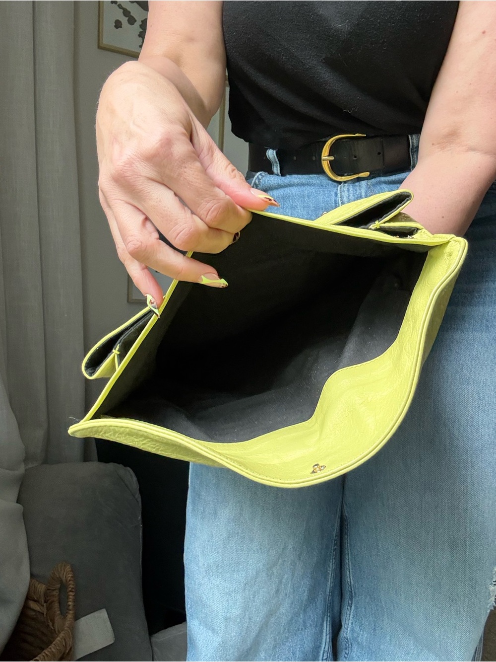 Balenciaga Giant 12 Gold Envelope Clutch Jaune Citron Yellow Leather - Picture 4 of 12